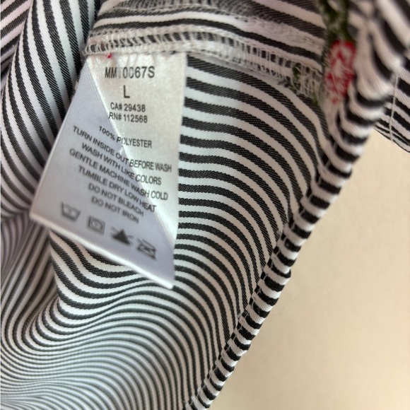 Miss Me Black and White Striped Floral Embroidered Off The Shoulder Blouse L - Picture 5 of 8
